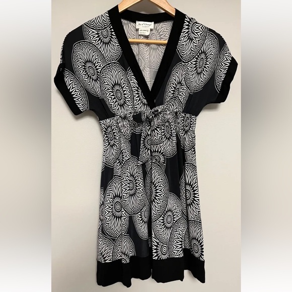 Vintage Jus d’Orange Women’s French Tunic Tuni Kelly' Blouse Top Black White. M - Picture 2 of 9